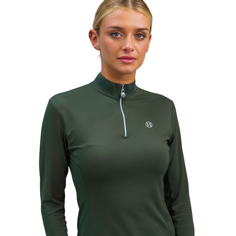 Harcour - Pacific khaki women's long-sleeved technical polo shirt