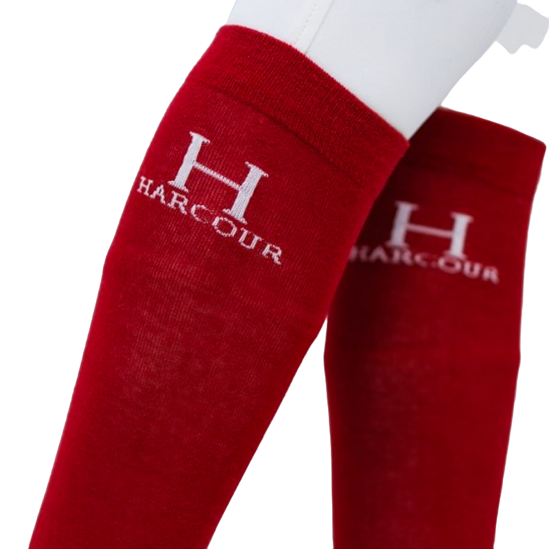 Harcour - Chaussettes d'équitation Badminton rouge rubis