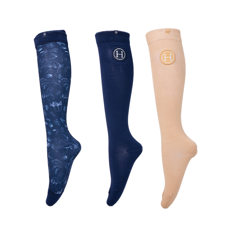 Harcour - Chaussettes d'équitation Sorel jouy/ sable/ marine (x3) | - Ohlala