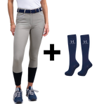Harcour - Set Damenreithose Jaltika beige + Reitsocken Hickstead marine | - Ohlala