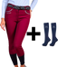 Harcour - Set Damen-Reithose Jaltika bordeaux + Reitsocken Hickstead marine | - Ohlala