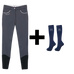 Harcour - Set Damen-Reithose Jaltika dunkelgrau + Reitsocken Hickstead marine | - Ohlala