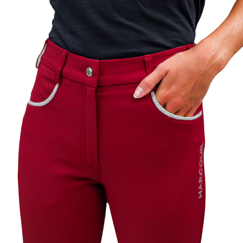 Harcour - Pantalon d'équitation femme Boogie rouge rubis