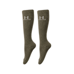 Harcour - Calcetines de equitación Happy con lentejuelas verde oliva (x2)