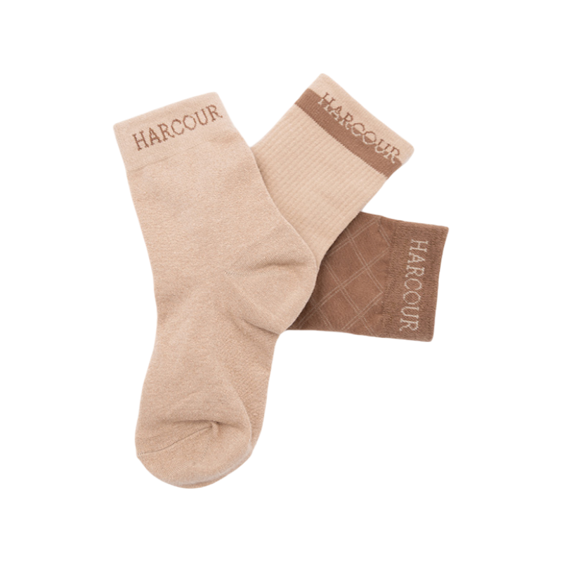 Calzini corti Cannella moka/crema (x3) - Harcour