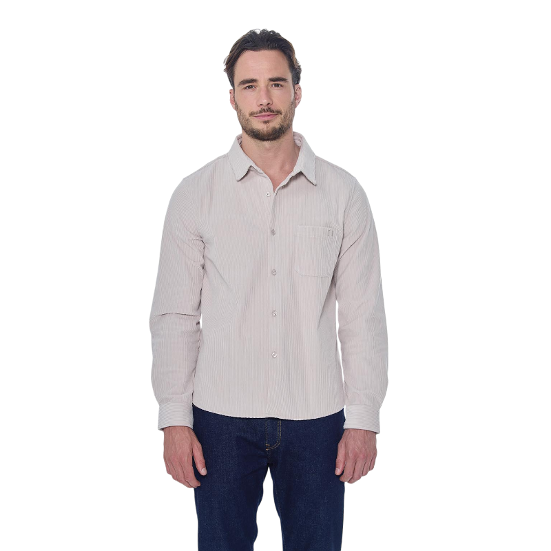 Harcour - Chemise manches longues en velours homme Shavi ivoire