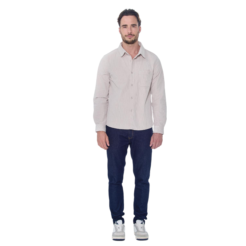 Harcour - Chemise manches longues en velours homme Shavi ivoire