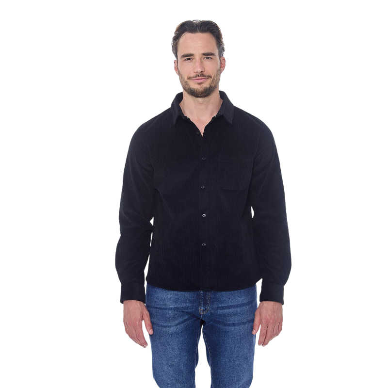 Harcour - Chemise manches longues en velours homme Shavi noir
