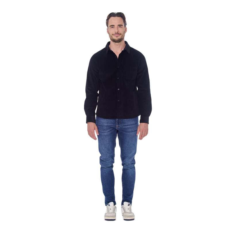 Harcour - Chemise manches longues en velours homme Shavi noir
