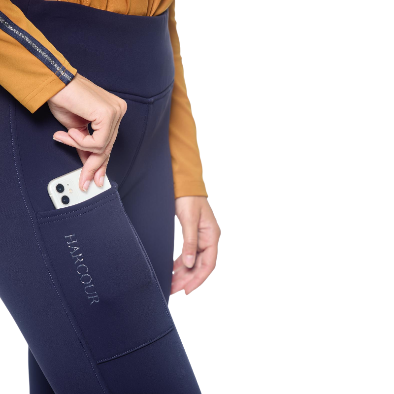 Harcour - Legging d'équitation polaire femme Lili marine
