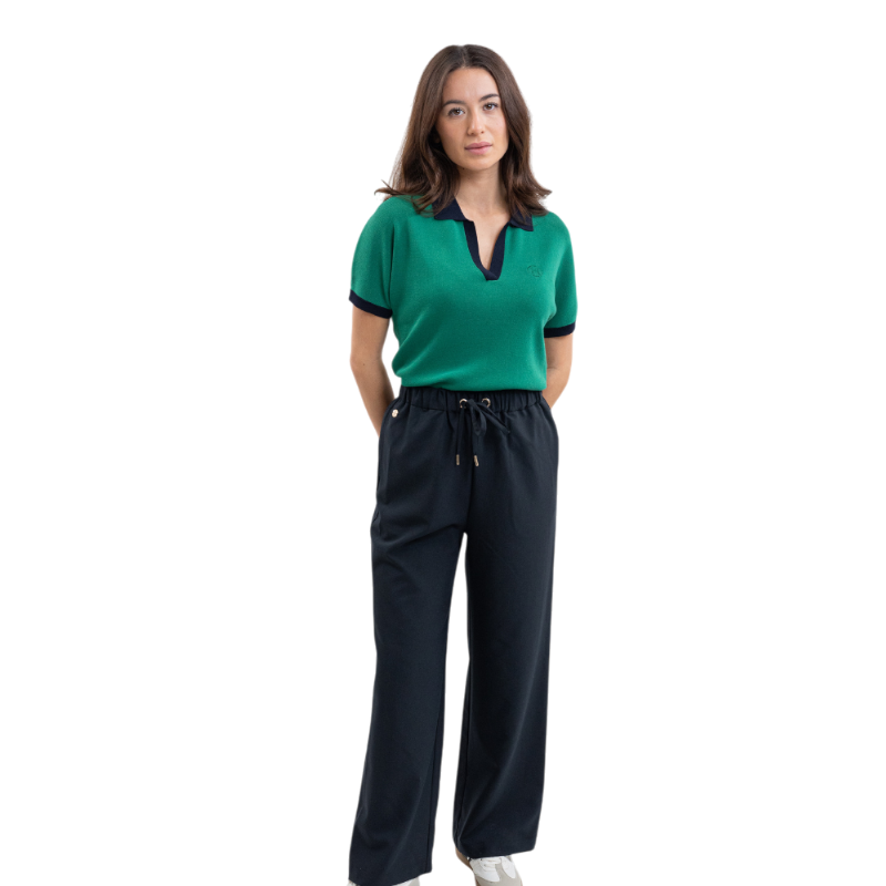 Harcour - Women's fluid paisley navy pants 