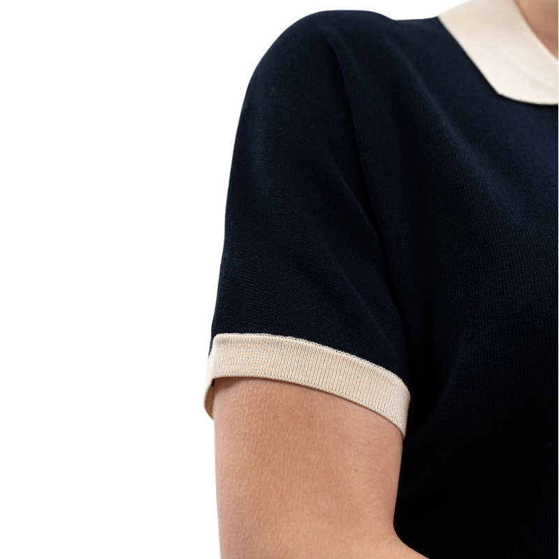 Harcour - Women's short sleeve polo Peach navy 