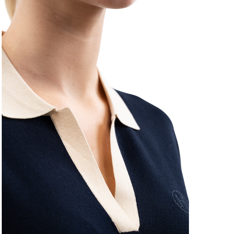 Harcour - Women's short sleeve polo Peach navy 