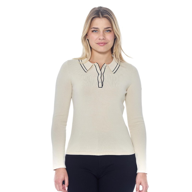 Harcour - Polo manches longues femme Popi ivoire