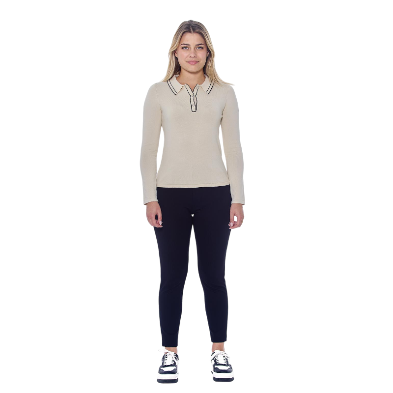 Harcour - Polo manches longues femme Popi ivoire