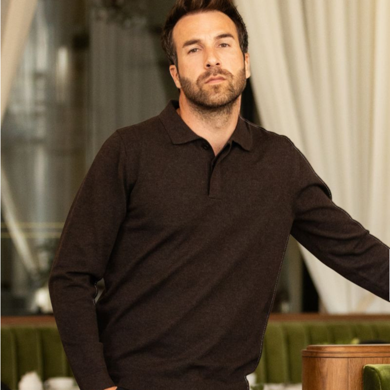 Harcour - Polo manches longues homme Ange cacao
