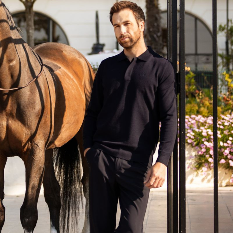 Harcour - Polo manches longues homme Ange marine