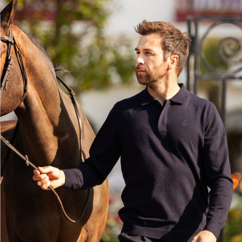 Harcour - Polo manches longues homme Ange marine