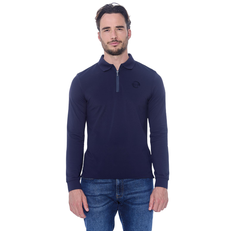 Harcour - Polo manches longues homme Pico marine