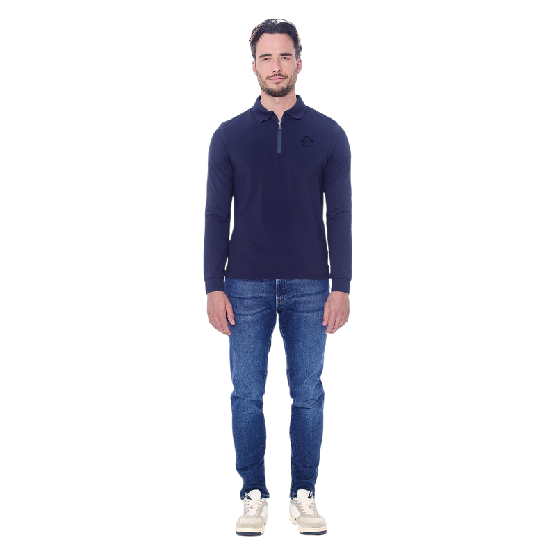 Harcour - Polo manches longues homme Pico marine