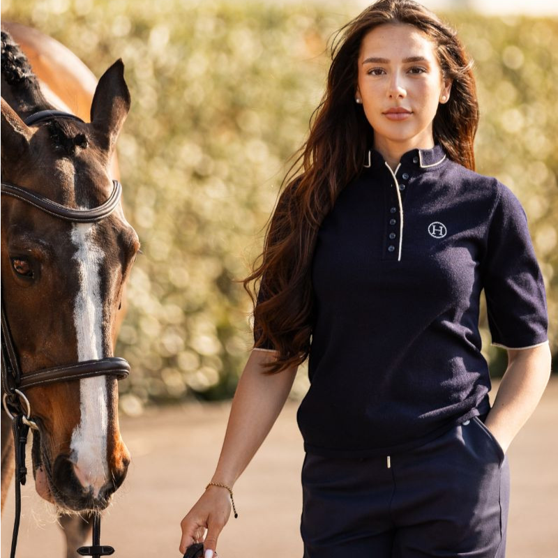 Harcour - Polo manches mi-longues femme Amande marine