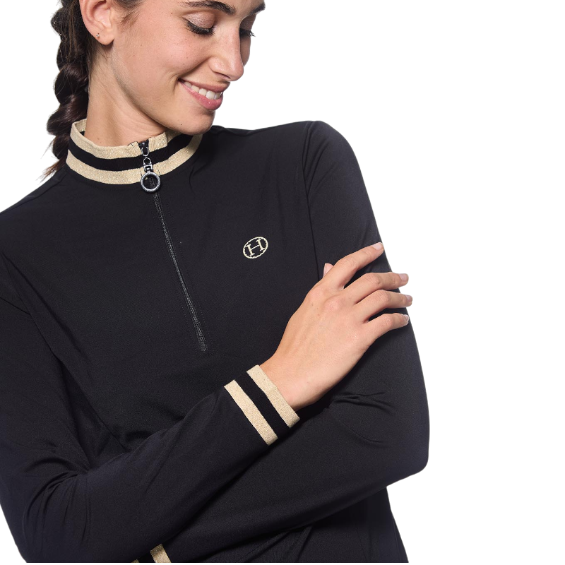 Harcour - Polo technique manches longues femme Alpha noir