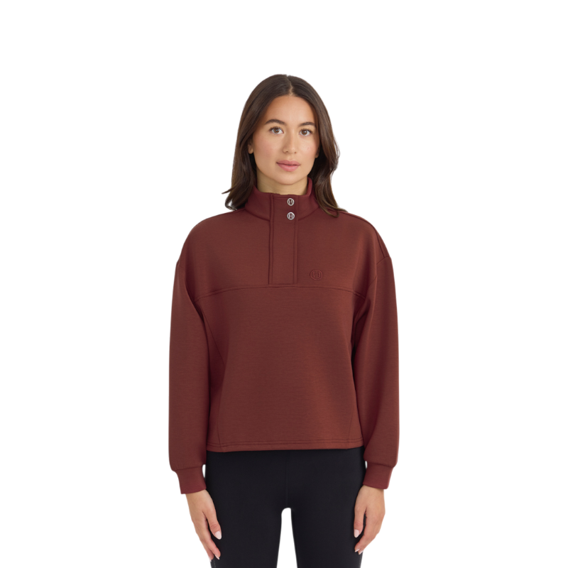 Harcour - Cassandre Women's Wine Long-Sleeve Half-Zip Sweatshirt