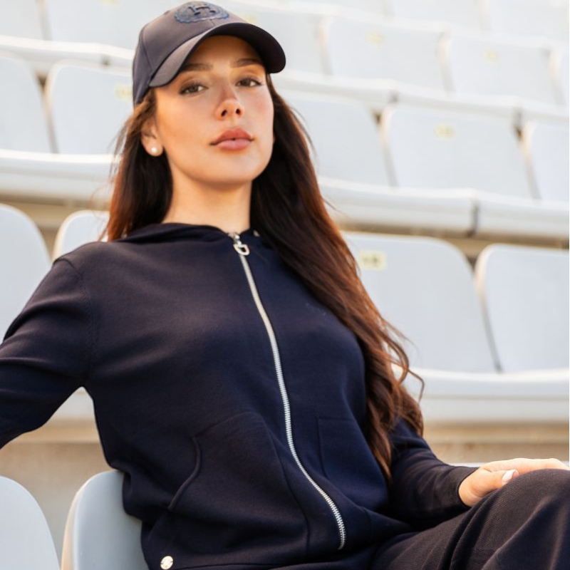 Harcour - Sweat manches longues zippé femme Amelie marine