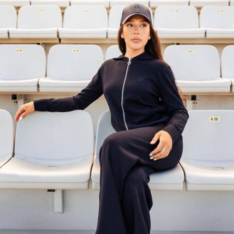 Harcour - Sweat manches longues zippé femme Amelie marine