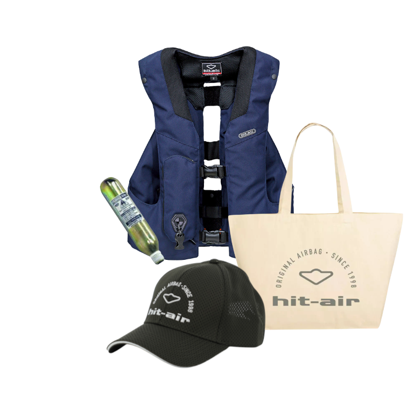 Hit Air - Pack MLV3 marineblauw airbagvest + tote bag + patroon + pet