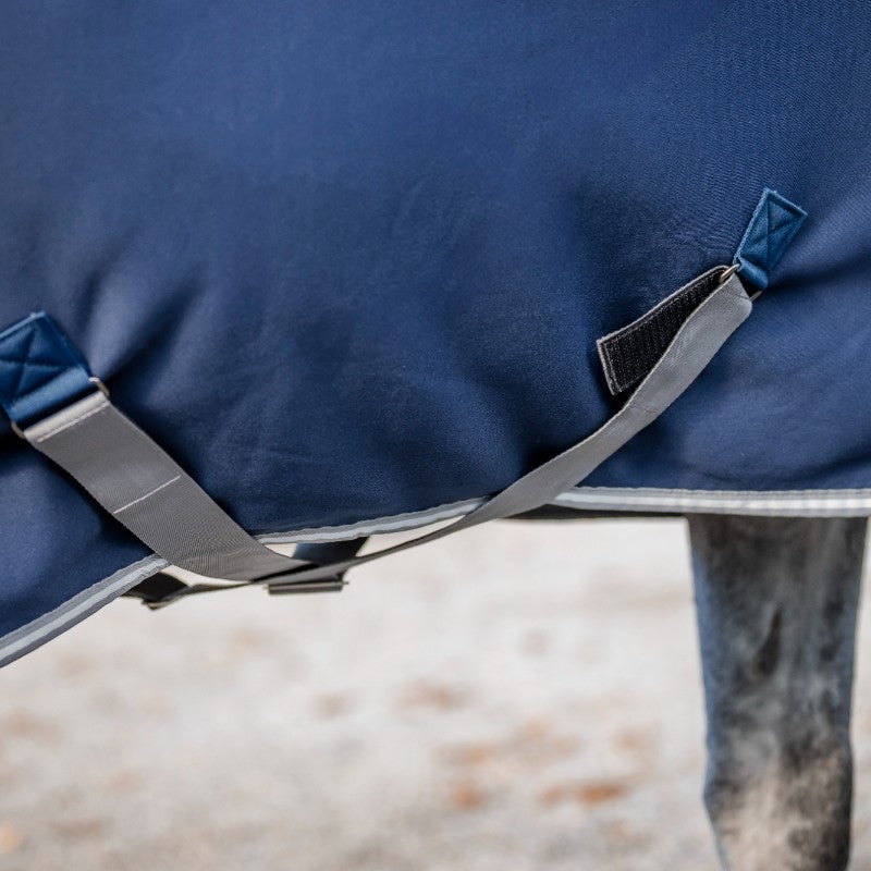 Horseware - Amigo Jersey Integrated Navy/Titanium Grey/Silver Cooler Rug | - Ohlala