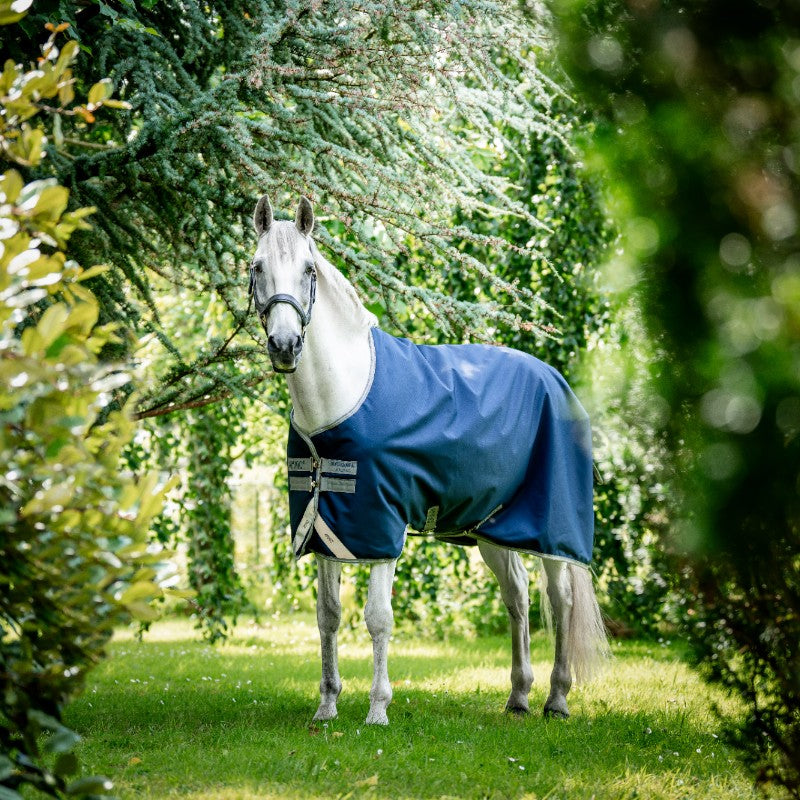 Horseware - Couverture d'extérieur Amigo Bravo 12 Original marine/ titanium grey/ argent 250g | - Ohlala
