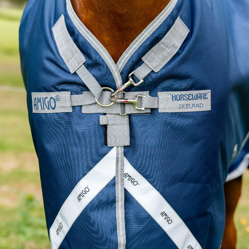 Horseware - Couverture d'extérieur Amigo Bravo 12 Plus Lite marine/ titanium grey/ argent 0g
