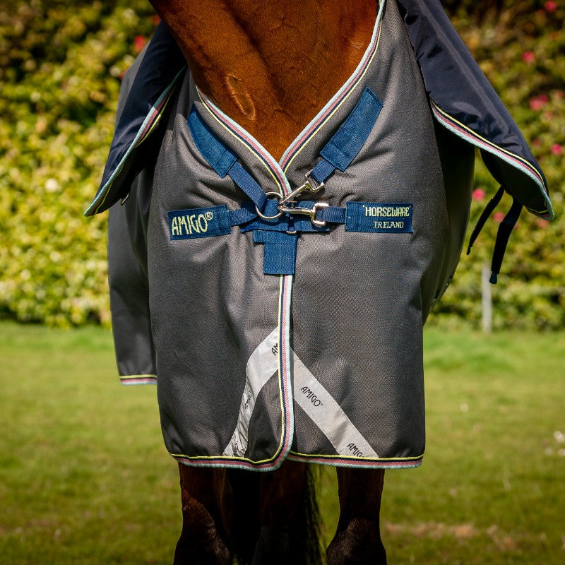 Horseware - Derka zewnętrzna Amigo Bravo 12 Plus shadow/ granatowy/ limonkowy 250g | - Ohlala