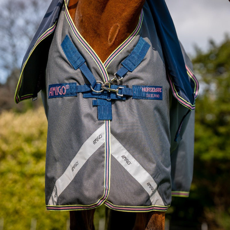 Horseware - Couverture d'extérieur Amigo Bravo 12 Plus shadow/ marine/ rose 0g | - Ohlala