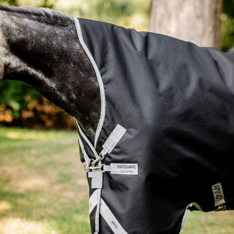 Horseware - Couverture d'extérieur Amigo Bravo 12 Wug noir/ titanium grey/ argent 250g