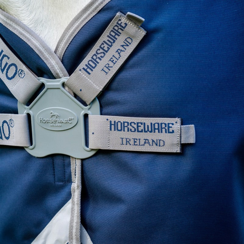 Horseware - Derka zewnętrzna Amigo FieldSafe Plus Turnout granatowy/ titanium grey/ srebrny 50g | - Ohlala