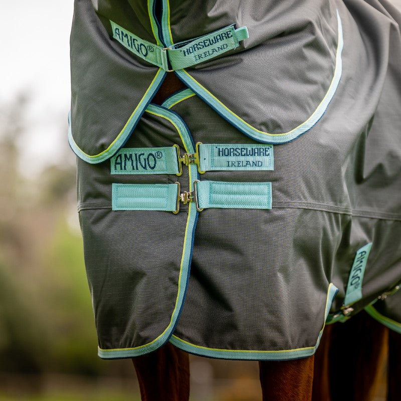 Horseware - Couverture d'extérieur Amigo Hero Ripstop Plus shadow/ blue haze/ marine 200g | - Ohlala