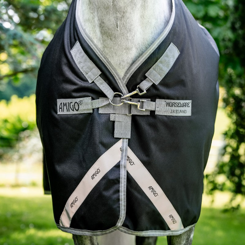 Horseware - Amigo Turnout Outdoor Blanket black/ titanium grey/ silver 250g | - Ohlala