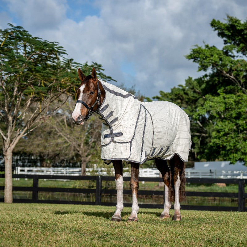 Horseware - Derka zewnętrzna Rambo Optimo Supreme Summer marine check/ thunderstorm grey/ srebrny 0g | - Ohlala