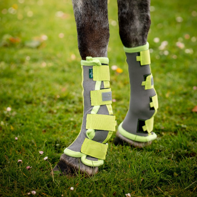 Horseware - Guêtres anti-mouches Flyboot silver/ lime (x4) | - Ohlala