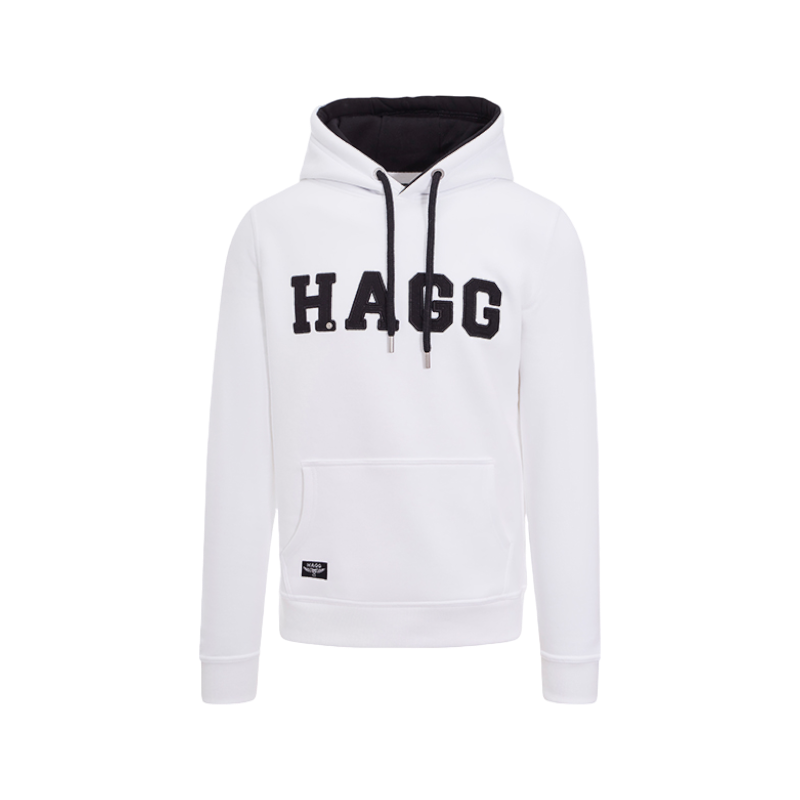 Hagg - Sweat à capuche homme blanc/ noir