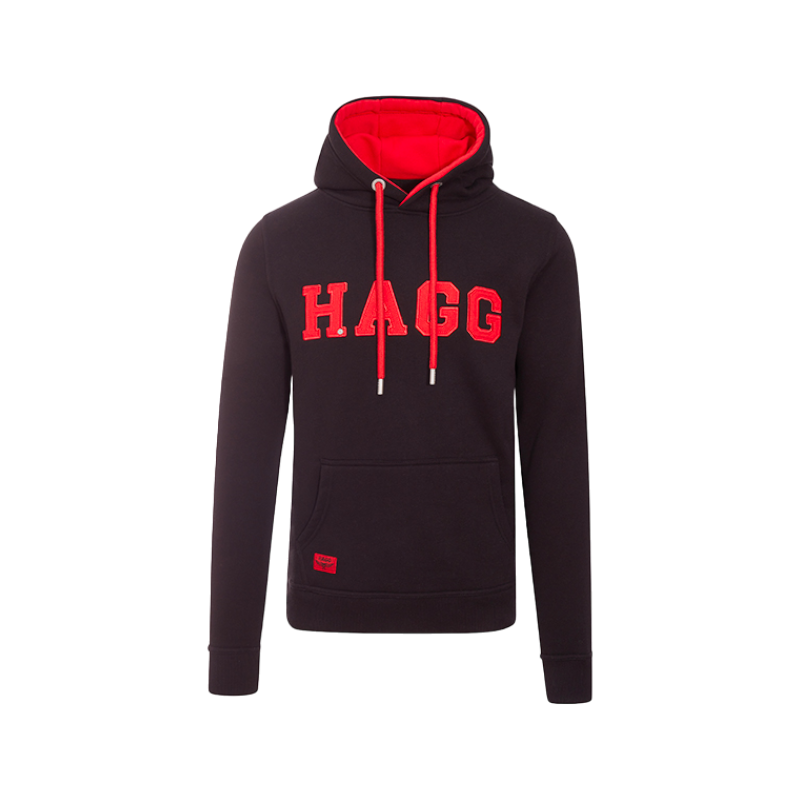 Hagg - Sweat à capuche homme noir/ rouge
