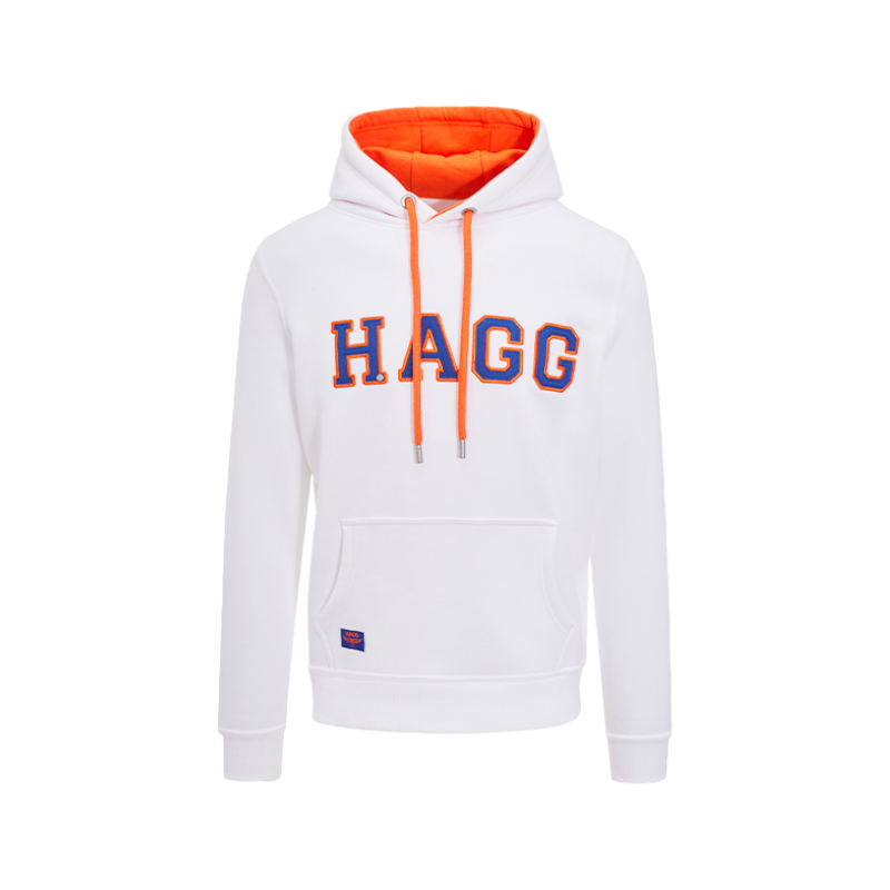 Hagg - Sweat à capuche homme blanc/ orange/ bleu roi