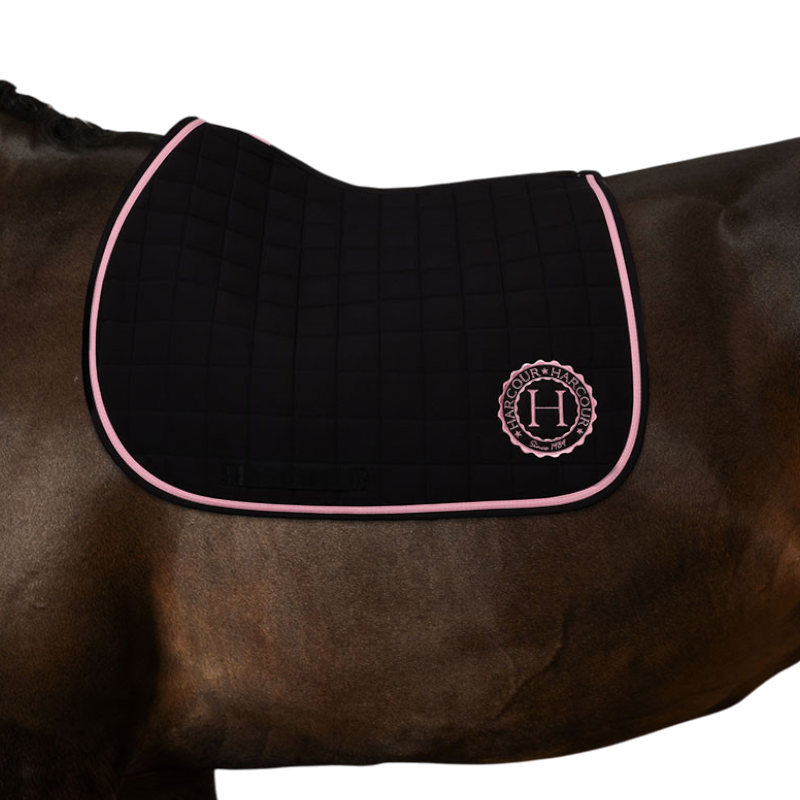 Harcour - Tapis de selle Suzie noir/ rose