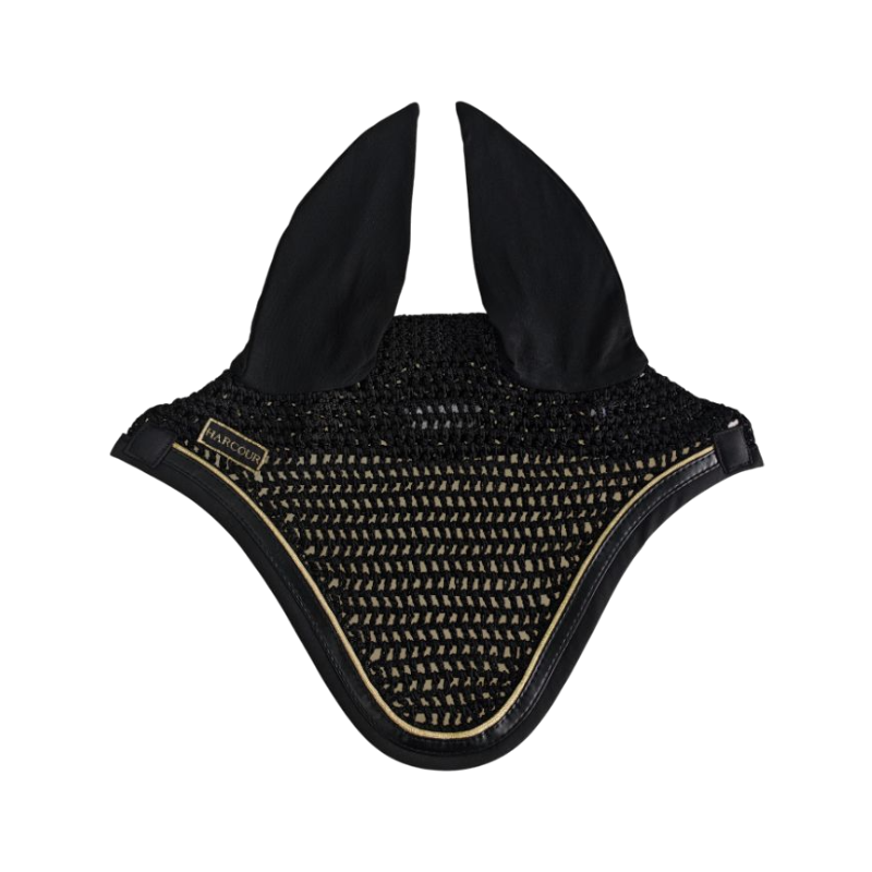 Harcour - Bonnet pour chevaux Freya noir/ gold