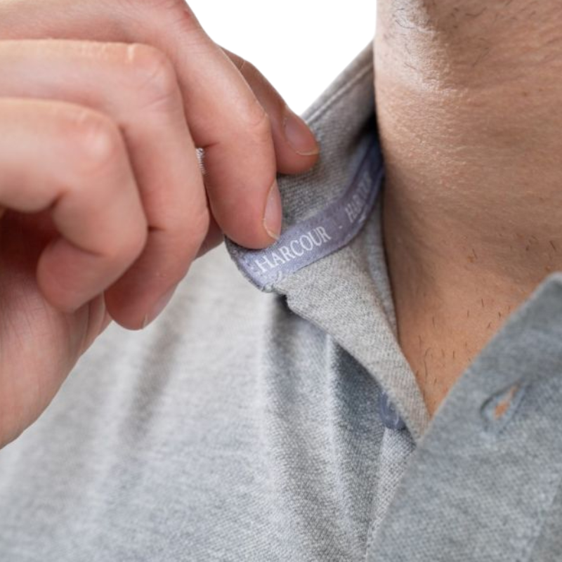 Harcour - Polo manches longues homme Malik gris chiné | - Ohlala
