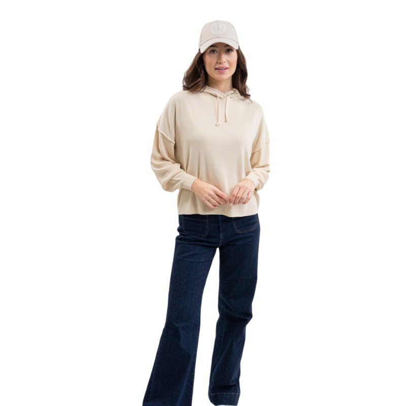 Harcour - Women's long sleeve hoodie Feather linen 