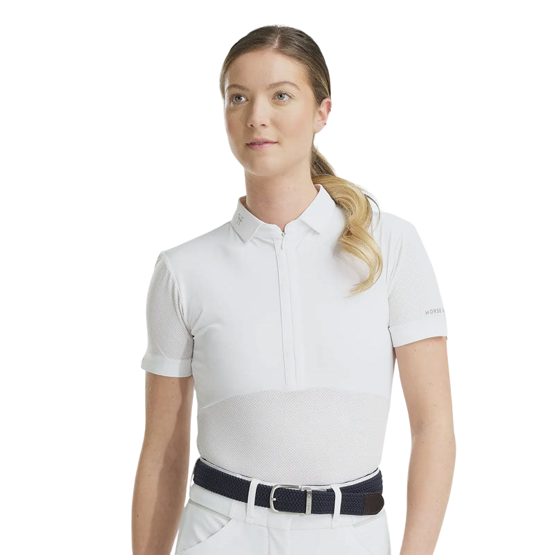 Horse Pilot - White Aeromesh women's riding polo shirt