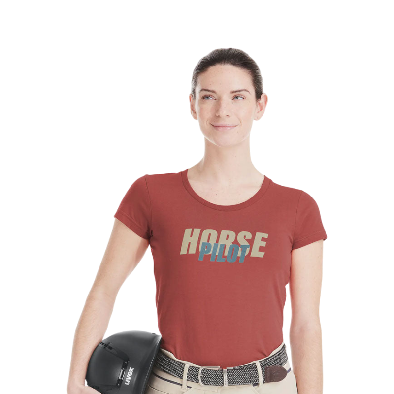 Horse Pilot - T-shirt manches courtes femme Team shirt terracotta